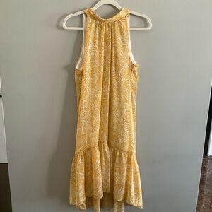 Signature by Robbie Bee Yellow and white Patterned Dress